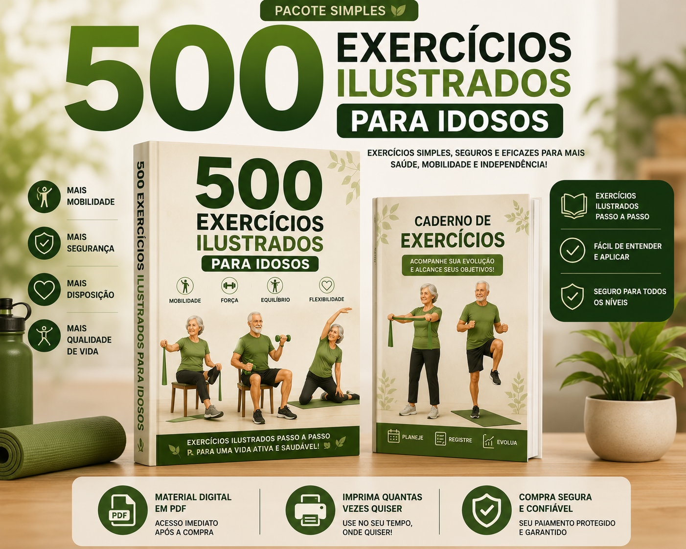 Pacote Essencial - 500 Exercícios Ilustrados para Idosos